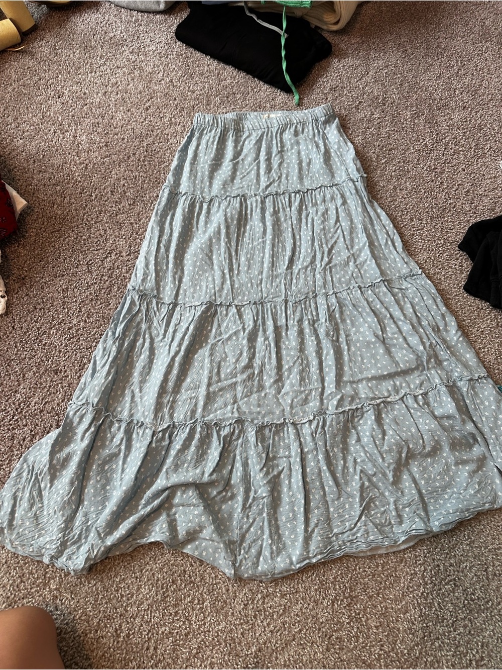 Aeropostale Light Blue Maxi Skirt with White Floral Print